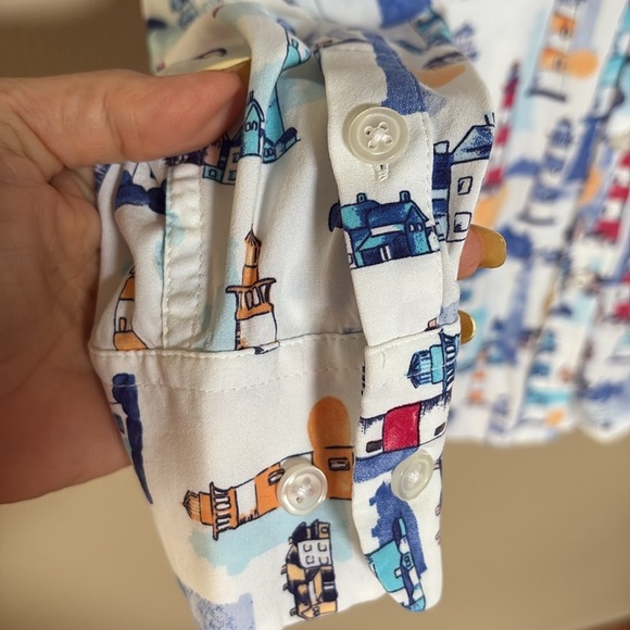 Chico's lighthouse motif button down modal blend shirt long sleeves pockets Lrg - Picture 6 of 14